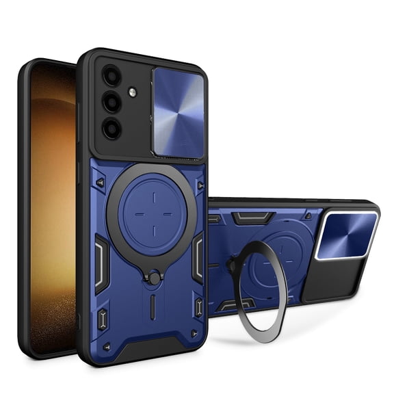 Xilaimitoo for Galaxy A13 5G Phone Case, A13 Case with Slide Camera Cover, Impact Resistant Metal Ring Magnetic Support Kickstand Drop Protector Cover for Samsung Galaxy A 13 5G, Blue