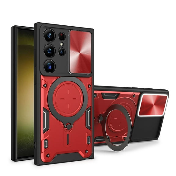 Xilaimitoo for Galaxy S23 Ultra 5G Phone Case, S23 Ultra Case with Slide Camera Cover, Military-Grade Phone Case with Upgrade Kickstand for Samsung Galaxy S23 Ultra 5G, Red