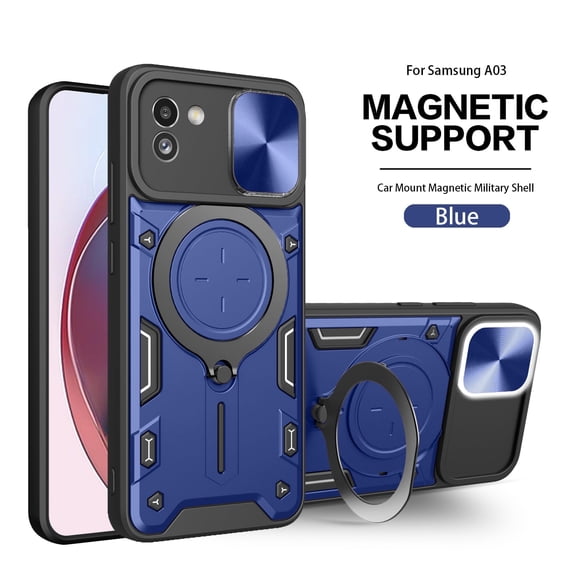 Xilaimitoo for Samsung Galaxy A03 164 Case, Heavy Duty Shockproof Armor Case with Slide Cover & Upgrade Magnetic 360°Rotatable Kickstand Galaxy A03 164 Case , Blue