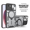 thumbnail image 1 of Xilaimitoo for Samsung Galaxy A03 164 Case, Heavy Duty Shockproof Armor Case with Slide Cover & Upgrade Magnetic 360°Rotatable Kickstand Galaxy A03 164 Case , Silver, 1 of 8