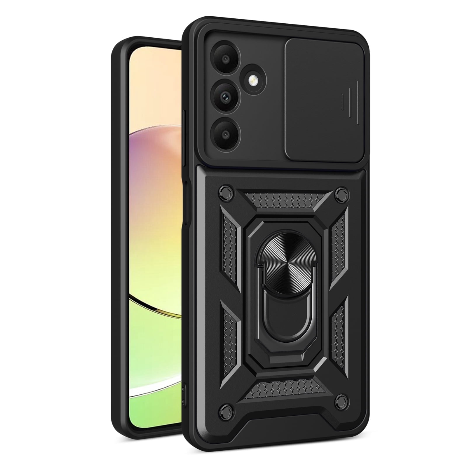 Xilaimitoo For Samsung Galaxy A15 5G Case, Samsung A 15 Phone Case with Slide Camera Cover, Full Body Military-Grade Phone Case with Upgrade Kickstand for Galaxy A15 5G, Black