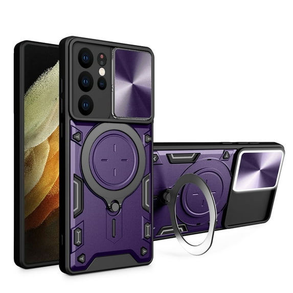 Xilaimitoo for Samsung Galaxy S21Ultra Case, Samsung S21Ultra 5G Case with Slide Camera Cover, Full Body Military-Grade Phone Case with Kickstand for Samsung S21Ultra, Purple