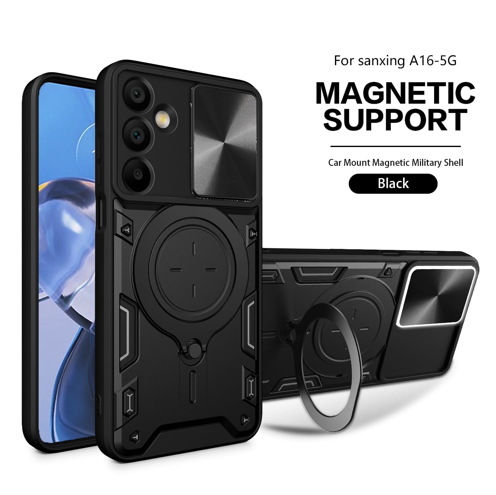 Xilaimitoo Samsung Galaxy A16 5G Case, Black, Slide Camera Cover ...