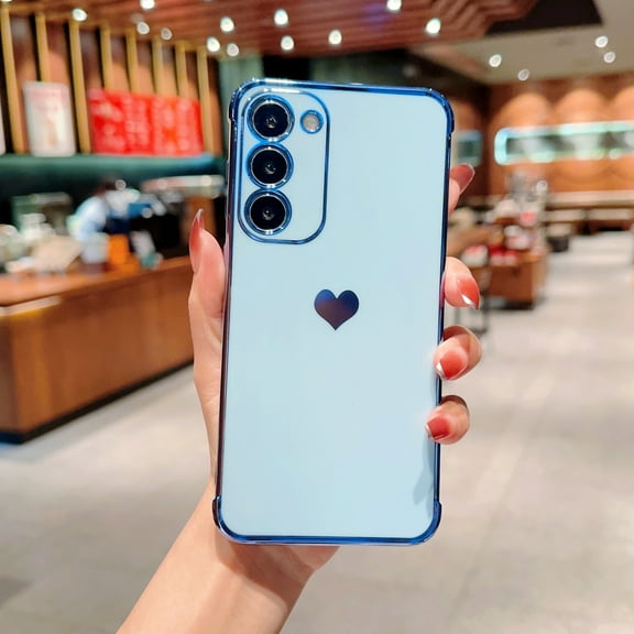 Xilaimitoo for Samsung Galaxy S23 Plus Case, Phone Case Galaxy S23 Plus, Love Heart Plating TPU Shockproof Case for Samsung S23 Plus,Blue