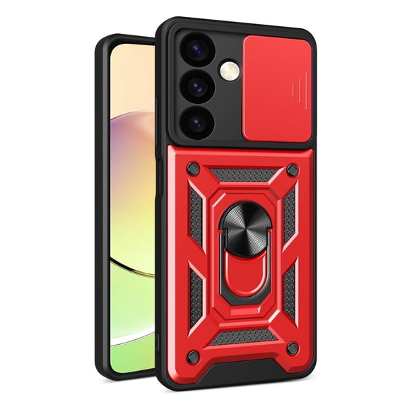 Xilaimitoo for Samsung S24 Case, Galaxy S24 5G Case with Slide Camera Cover, Military-Grade Phone Case with Kickstand for Samsung S 24, Red
