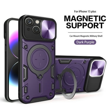 Xilaimitoo For iPhone 15Plus Case,with Slide Camera Cover , Full Body Military-Grade Case with Upgrade Magnetic Ring Kickstand for iPhone15 Plus Case -Purple
