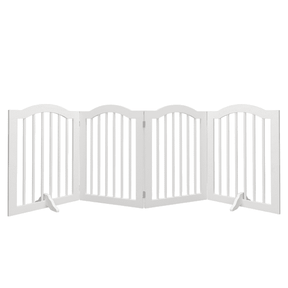 Xile Wooden Freestanding Foldable Pet Gate for Dogs, 27.6 inch 4 Panels Step Over Fence, Dog Gate for The House, Doorway, Stairs, Extra Wide