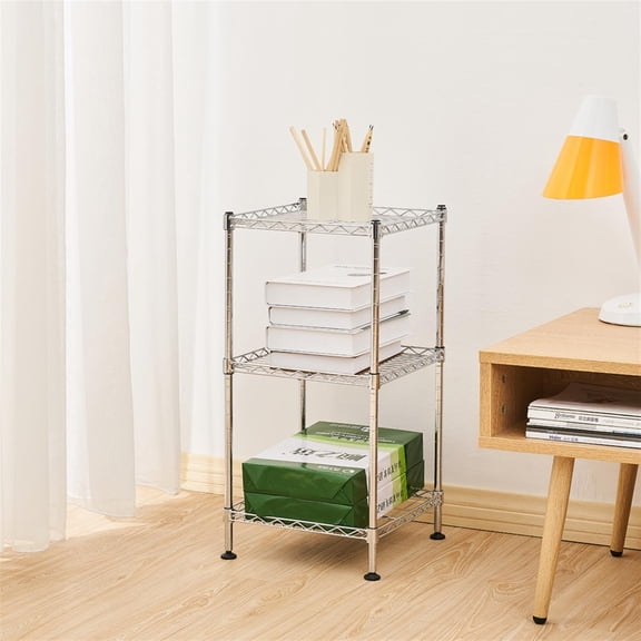 Xilee 3-Shelf Adjustable Heavy Duty Steel Wire Rack Storage Shelving Organizer , Metal Storage Rack Wire, Suitable for Warehouses, Closets, Kitchens,Office,Chrome