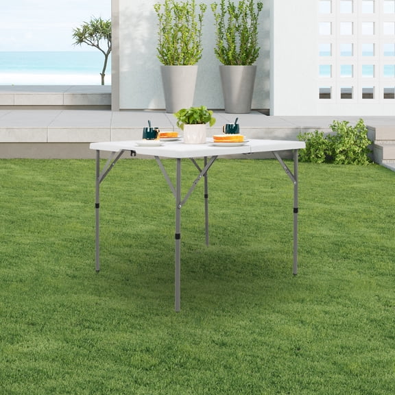 Xilee 34'' Square Folding Card Table,Foldable Table with HDPE Tabletop and Steel Legs Collapsible Plastic Table for Puzzles Game Crafting Camping Picnic Party