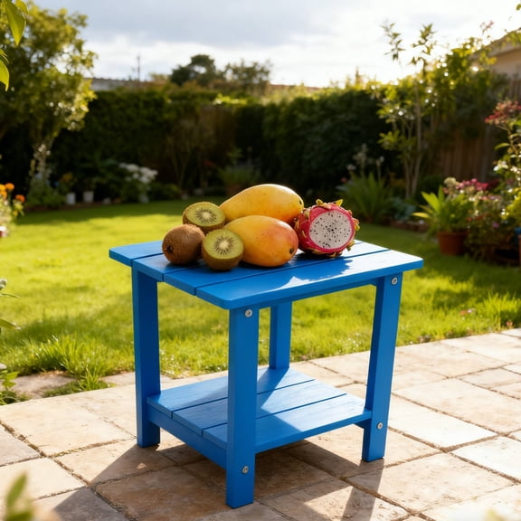 Xilee Adirondack Outdoor Side Table, 2-Tier Sturdy Patio End Table Weather Resistant for Yard Togethers Snacks & Cozy Afternoon Relaxation,HIPS material