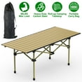 thumbnail image 1 of Xilee Camping Table Portable Folding,Lightweight Roll-Up Table Aluminum Low Portable Picnic Table with Carrying Bag for Outdoor, Beach, Picnic, Backyards, BBQ and Party, 47.2''D x 21.6''W x 19.5''H, 1 of 7