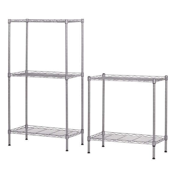 Xilee Changeable Assembly Floor Standing Carbon Steel Storage Rack Black for Hotel, Household, Height Household Type Heavy Duty Shelving for Kitchen, Silver