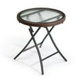 thumbnail image 1 of Xilee Foldable Outdoor Side Table with Tempered Glass Top, Wicker Table with Tempered Glass Patio Furniture Sets and Outside Furniture for Pool, Balcony, Deck, Porch, Brown, 1 of 7