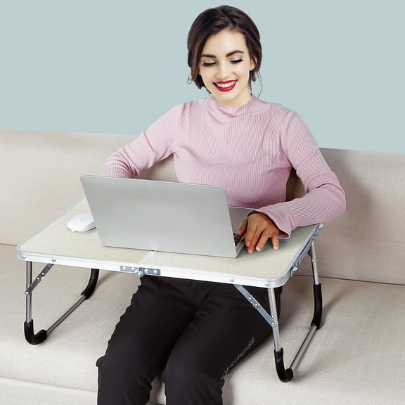 Xilee Folding Lap Desk for Laptop,Portable Laptop Desk Bed Table Standing Work Table Bed Tray,Lightweight & Mini Table for Breakfast/Picnic/Drawing/Couch/Floor,White