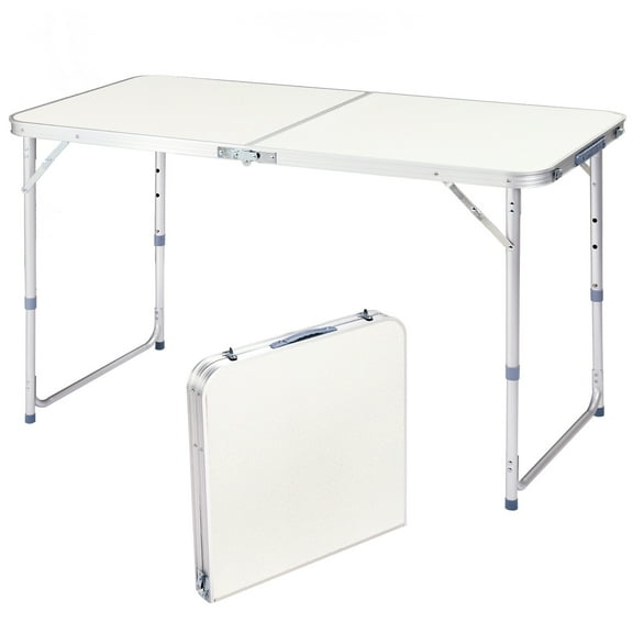 Xilee Folding Table 4ft Heavy Duty Folding Tables Indoor Outdoor Plastic Dining Table Portable Folding Square Card Table w/Handle for Picnic, Party, Camping 47.5*23.8*27.5
