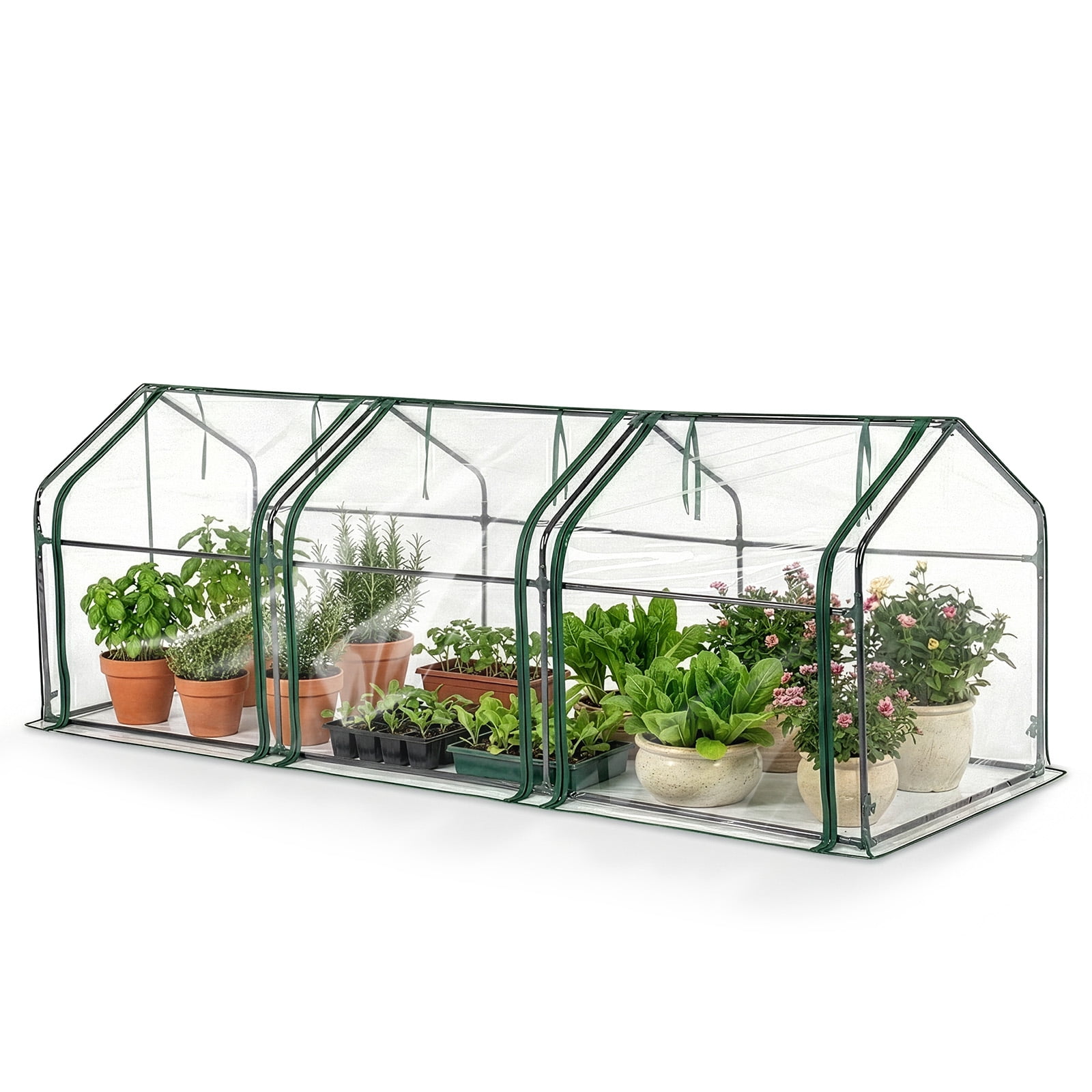 Xilee Mini Greenhouse for Outdoor,Portable Small Tunnel Greenhouses,PVC Cover Plant Hot House for Flowers, Seed and Vegetables Protection with Roll-up Zippered Doors for Patio Balcony Backyard