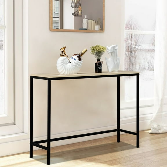 Xilee Narrow Console Table,41 " Small Entryway Table, Thin Sofa Side Display Table, for Hallway, Bedroom, Living Room, Foyer,Light Walnut Color Triamine Board
