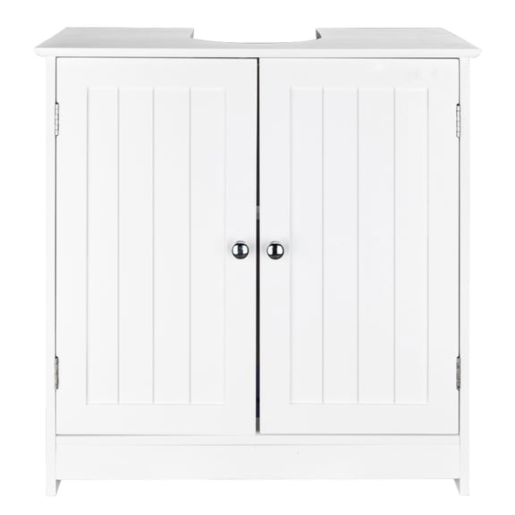 Xilee Sink Storage Cabinet, Vanity Base Cabinet, Under Sink Bathroom Cabinet with U-Shape Cut-Out and Adjustable Internal Shelf, White