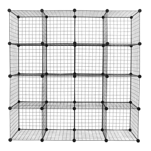 Xilee Wire Cube Storage, 16 Cubes Organizer Metal Grids Storage,Metal Grid Multifunction Shelving Unit Modular Cubbies Organizer Bookcase