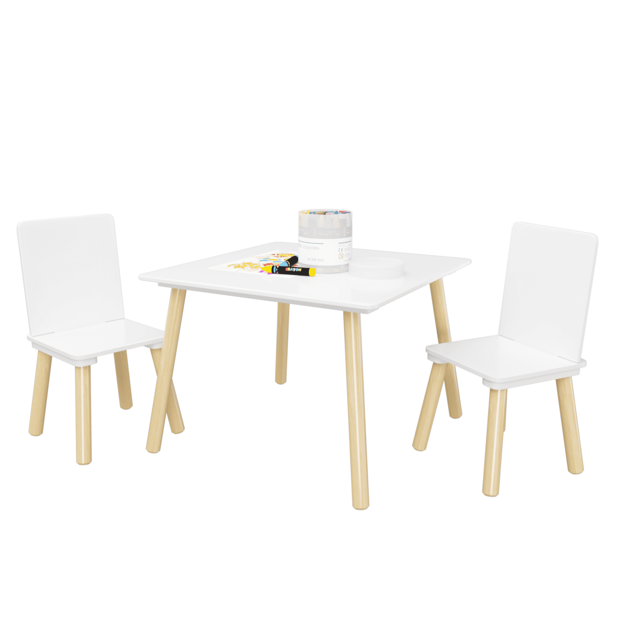 Xilee  Wooden Toddler Table and Chair Set for Kids Include 2 Chairs Furniture Children Table and Chairs Art, Craft, Reading, Learning