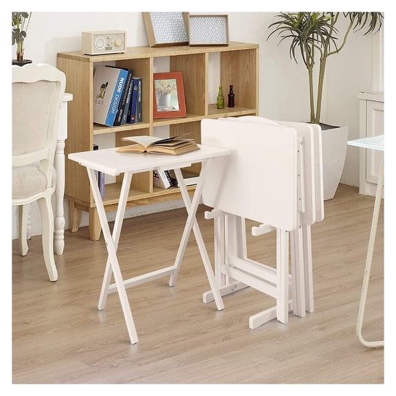 XilhXLy 5pcs Solid Wood Set-White Tray Portable Folding Adjustable Decorative Table for Laptop Computer Stand Gaming Desk etc
