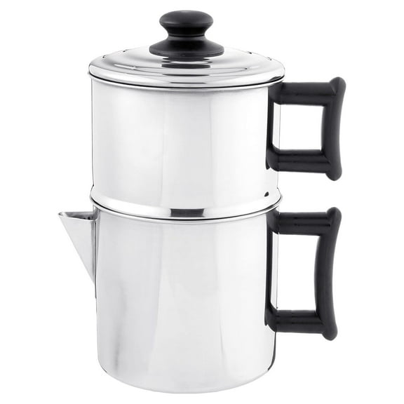 XilhXLy Stainless Steel Drip Coffee Maker With Protective Plastic Handles, 10 cups,silver