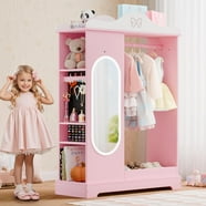 Curipeer Kids Dress Up Storage with Motion-Activated Light,Wood Armoire ...
