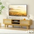 thumbnail image 1 of Xilingol Rattan TV Stand for up to 65 inch TV, Boho Entertainment Center with Two Cabinets and Sliding Doors, Rattan TV Console for Living Room, Bedroom, 59 inch, Natural, 1 of 8