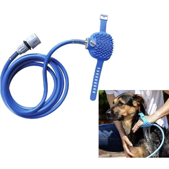 Xils 2-in-1 Pet Bathing Tool with Massaging Brush, 6.5ft Hose Dog Shower Sprayer, Indoor/Outdoor Use