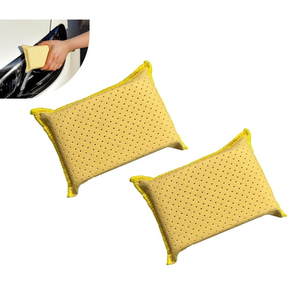 Xils 2pack Windshield Cleaning Sponge, Absorbent Microporous Window Glass Defogger, Washable Anti-Scratch Car Windshield Cleaner, Universal Cleaning Tool for Most Cars (Yellow)