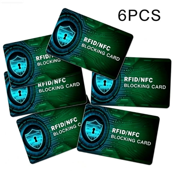 Xils 6 Pack RFID NFC Blocking Cards, 13.56MHz Anti-Skimming Credit Card Protector, Ultra Thin Wallet Blocker Card for ID Passport Debit Cards