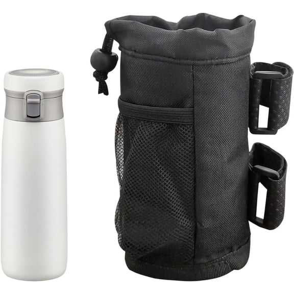 Xils Insulated Water Bottle Holder with Dual Straps - Universal Mount Cup Holder for Golf Carts, Bikes, Walkers, Strollers, ATVs & UTVs
