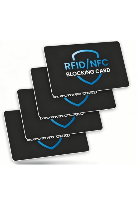 RFID Blocking Card 4 Pack, Bank Debit Credit Card Protector, Anti-Theft Contactless NFC Blocker, Entire Wallet Protection