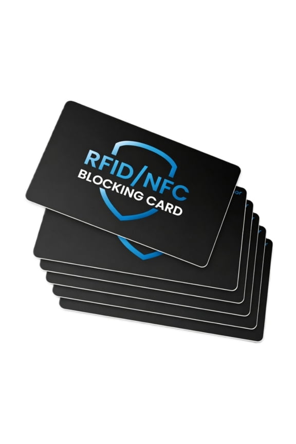 RFID Blocking Card 6 Pack, Bank Debit Credit Card Protector, Anti-Theft Contactless NFC Blocker, Entire Wallet Protection