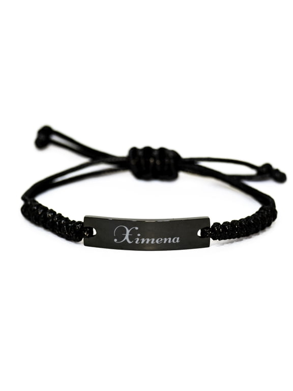 Ximena Bracelet Name Personalized Custom Black Rope Bar Bracelet