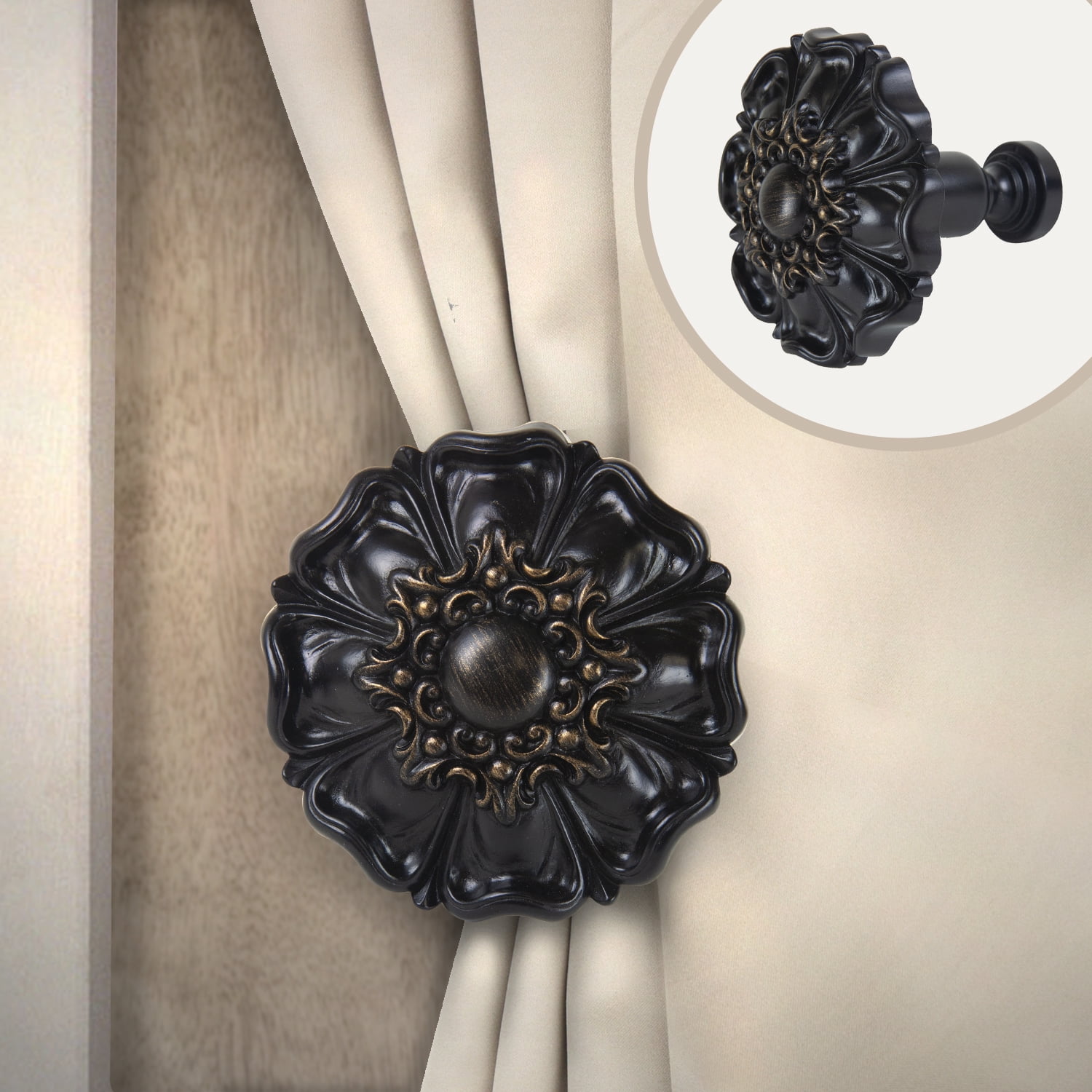 Ximena Curtain Tie Back (pair) Finial 102 in Black