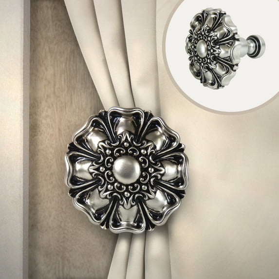 Ximena Curtain Tie Back (pair) Finial 102 in Satin Nickel