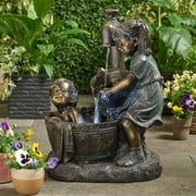Ximi Retro Garden Statue Kids Shape Resin Exquisite Fountain Figurine for Outdoor
