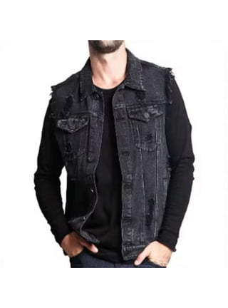 Black sleeveless jean jacket hotsell