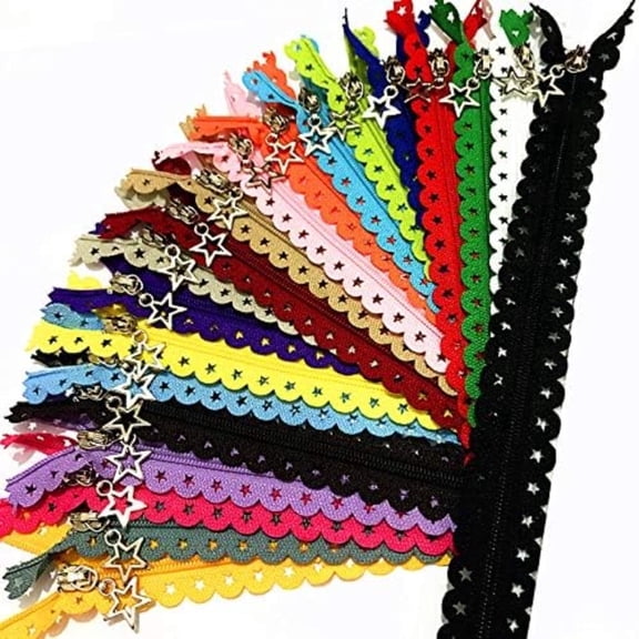 XinBoWen 40Pcs 15.74 inch (40cm) Star Shape Lace White Copper Pull Closed End Zippers for DIY Sewing Tailor Craft 20/Color