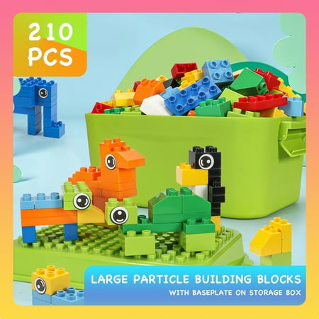 XinLe Large Building Blocks for Toddlers Kids With Baseplate On Storage Box 210 piece Classic Building Bricks Set for Kids of All Ages Basic STEM Toys Gift Compatible with All Major Brands