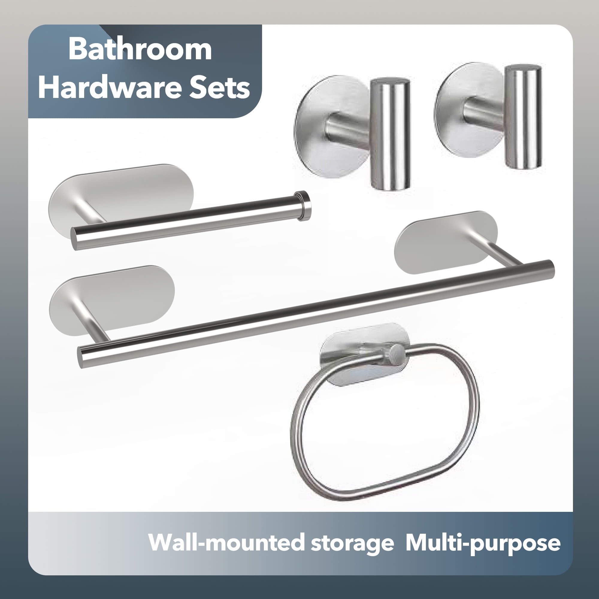 XinLe 5-Piece Bathroom Hardware Set, Wall Mounted Towel Racks, Hooks ...