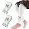 thumbnail image 1 of XinLfly 2 Pack Baby Little Girls Ruffle Ankle Knit Leggings Pants Kids Solid Color Footless Tights Stocking,2PC White,18-24M, 1 of 6