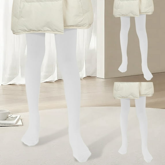 XinLfly 2PC Ballet Tights Girls Dance Tights School Girl Footed Leggings Kids Ultra Soft Solid Color Pantyhose Stockings Toddler ,2PC White,3-5T