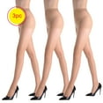 thumbnail image 1 of XinLfly 3 Pairs Women's Sheer Tights - 20D Control Top Pantyhose with Reinforced Toes Sexy Pantyhose Tights for Women,Khaki,XL, 1 of 4