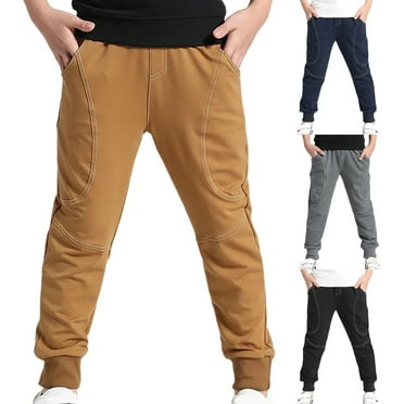 XinLfly Baby Boys' Pull-on Sweatpants Infant Elastic Drawstring with Pocket Jogger Pants Toddler Basic Solid Athletic Kid Fall Outfits,Black,10