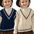thumbnail image 1 of XinLfly Boys and Toddler V-Neck Cable Knit Sweater Vest Casual Sleeveless Knit Vest V Neck Pullover Tops School Uniform,Navy Blue,10, 1 of 8