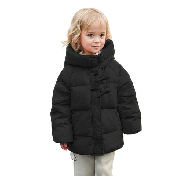 XinLfly Children Boys Girls Down Coat Winter Autumn Thicken Woolen Hooded Cotton-padded Parka Coat Warm Jackets Toddler Kids Outerwear,Black,10