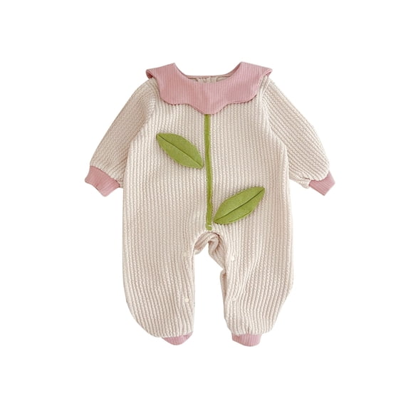 XinLfly Cute Bodysuits for Toddler Girls Long Sleeved Knitted Button Down Jumpsuit Solid Color One Piece Climbing Suit,Green,12-18M