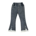 thumbnail image 1 of XinLfly Girls Flare Jeans with Lace Hem Casual Wide Leg Bell Bottom Denim Pants 5-9 Years, 1 of 3